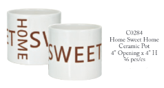 4” Round Home Sweet Home Ceramic Pot