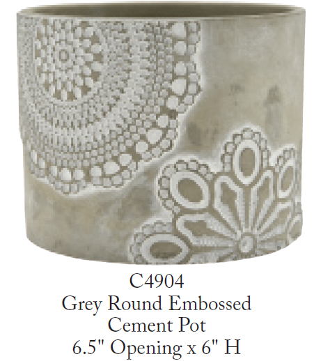 6.5” Round Ceramic Pot With White Lace