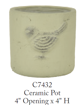 4.5” Round Green Bird Cement Pot