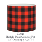 6.5" Opening Round Buffalo Plaid Ceramic Cube