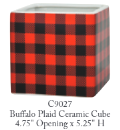 4.75" Opening Square Buffalo Plaid Ceramic Cube
