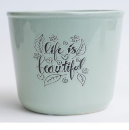 6.69 x 5.5" H Life is Beautiful Dolomite Pot