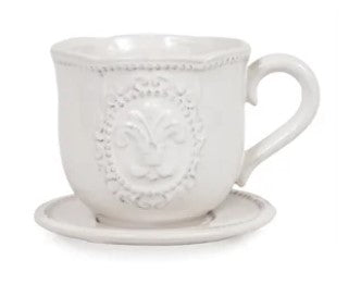White Dolomite Tea Cup Shape Planter