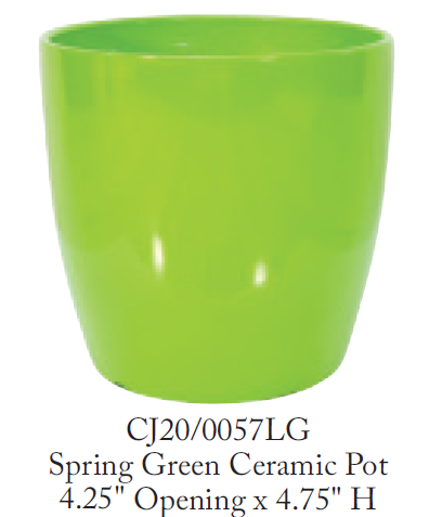 4.75” Round Light Green Ceramic Pot