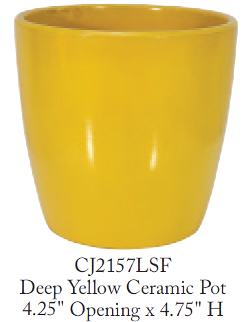 4.75” Round Dark Yellow Ceramic Pot