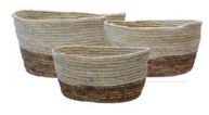 Walnut/Natural Sew Maize Beige/Brown Basket Set of 3 lined