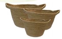 Natural Sew Twisted Paper  Basket Set of 3 lined