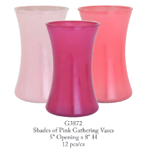 8” Round Gathering Glass Vase - Shades of Pink