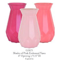 9.75” Round Glass Vase - Shades of Pink