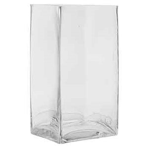 4x4x8" Square Clear Glass Vase