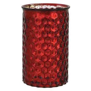 7" Red Mercury Embossed Glass Cylinder