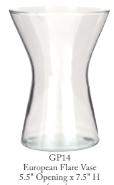 7.5" Tall Round European Glass Flare Vase