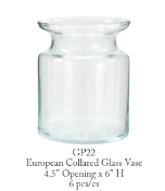 6” Round Collared Neck Glass Vase