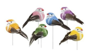 3.75" Assorted Coloured Birds 0n Wire Picks