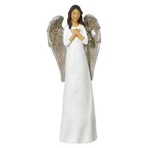 10" White Glitter Praying Resin Angel