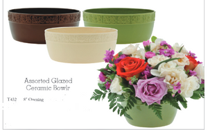 8” Round Glazed Ceramic Dish Garden Container