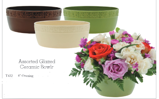 8” Round Glazed Ceramic Dish Garden Container