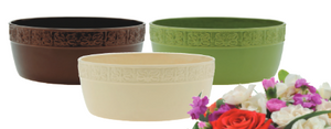12" Round Glazed Ceramic Dish Gardens - 2 Assorted Colours