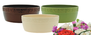 10" Round Glazed Ceramic Dish Garden - 3 Colours