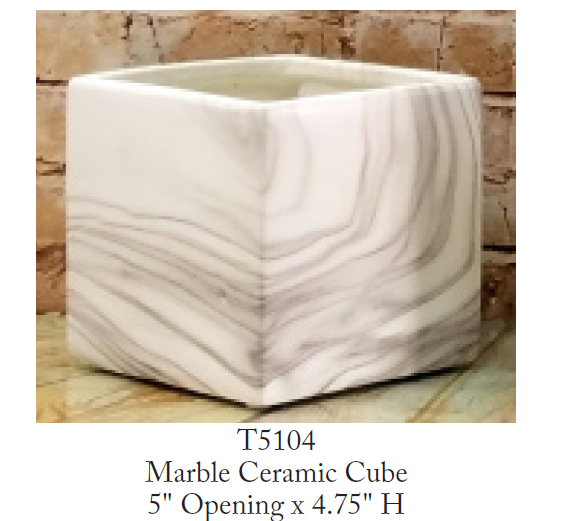5” Dark Marble Ceramic Cube