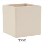 5" Matte Ivory Stoneware Cube