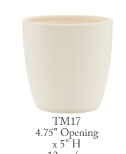5" Tall Round Matte Ivory Stoneware Pot