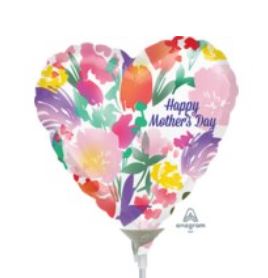 4" Pre-Inflated Happy Mothers Day Watercolour Balloon