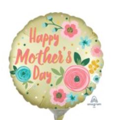 9" Pre-Inflated  Happy Mothers Day Satin Infused Pastel Yellow Balloon