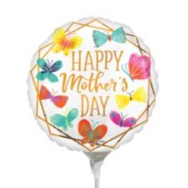 9" Pre-Inflated  Happy Mothers Day Gold Trim Balloon