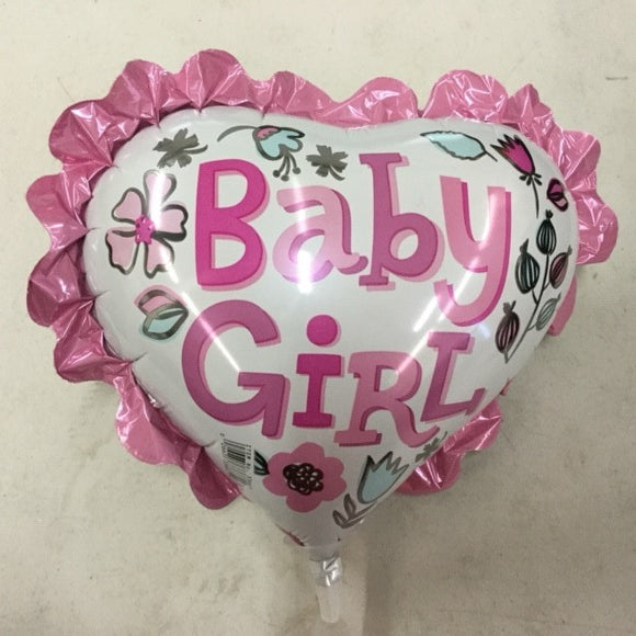 Pre-Inflated Mini Shape Baby Girl Floral Heart Balloon