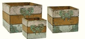 Brown/Green Wood Cube Set w/ Butterfly