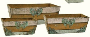 Brown/Green Wood Rectangle Set w/ Butterfly