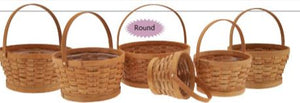 6" Round Buff Woodchip Basket with Drop Handle