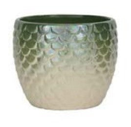 4.5" OP Round Green Variegated Ceramic Pot
