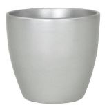 5" Round Matte Silver Ceramic Pot