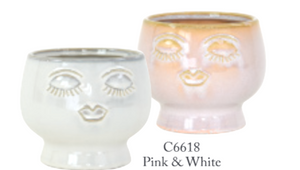 4" Round Pink & White Face Planter Asst