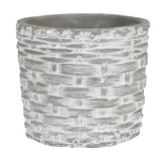 4.5" Round Cement Basket Weave Pot