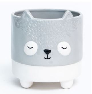Footed Grey Glazed Fox Dolomite Container