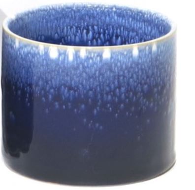 Marin Blue Reactive Glaze Ceramic Cylinder Container
