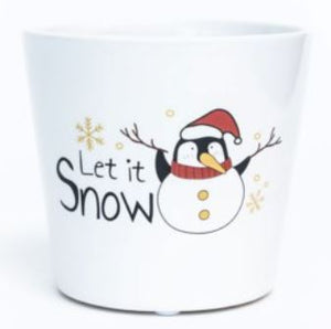 4.7" x 4.3" Let It Snow Penguin Snowman Dolomite Container