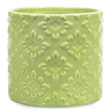 Green Glazed Floral Motif Dolomite Container