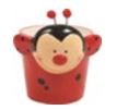5.3" x 4.5" x 4.72" Red & Black Ladybug Dolomite Pot