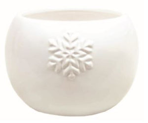 5.9" x 4.33" Glazed White Snowflake Dolomite Container