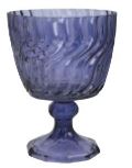 6.25" Round Purple Embossed Pedestal Glass Vase