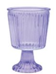 6.5" Round Purple Ribbed Pedestal Vase