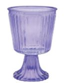 7.75" Round Purple Ribbed Pedestal Vase