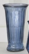 10" Round Periwinkle Blue Ribbed Vase