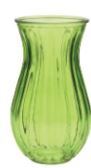8.75" Round Green Ribbed Jenna Glass Vase