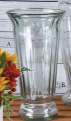 10" Round Clear Ribbed Flare Glass Vase