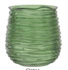 5" Round Green Ripple Glass Vase
